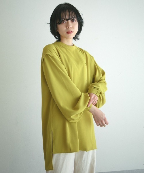 spoon store(スプーンストア)の「レイヤードダブルボタンシャツ(シャツ/ブラウス・レディース・オフホワイト/グリーン・フリー)」の15枚目の写真