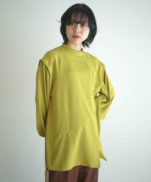 spoon store(スプーンストア)の「レイヤードダブルボタンシャツ(シャツ/ブラウス・レディース・オフホワイト/グリーン・フリー)」の17枚目の写真