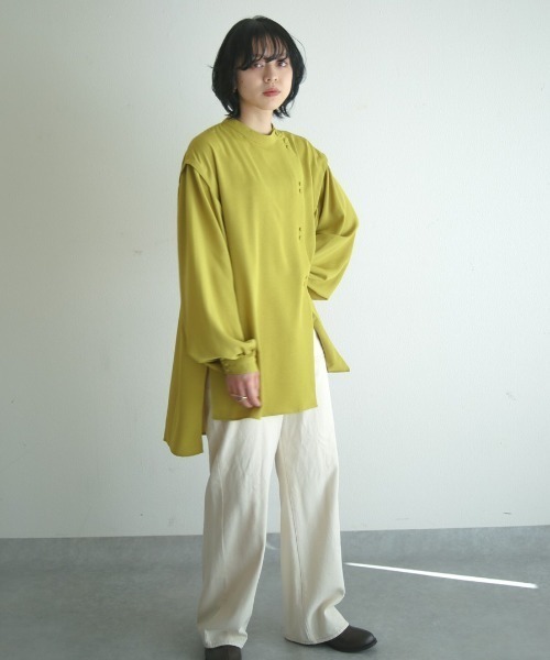 spoon store(スプーンストア)の「レイヤードダブルボタンシャツ(シャツ/ブラウス・レディース・オフホワイト/グリーン・フリー)」の22枚目の写真