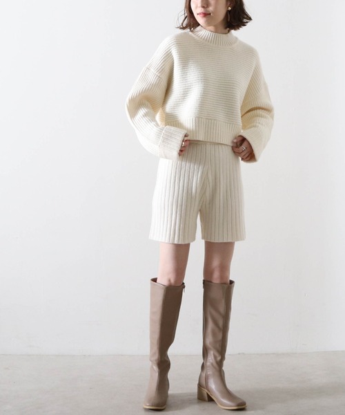 Cheek（チーク）の「ワイドリブニットショートパンツ（その他パンツ・レディース・ブラック/ベージュ/オフホワイト・MEDIUM）」の7枚目の写真
