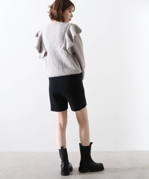 Cheek（チーク）の「ワイドリブニットショートパンツ（その他パンツ・レディース・ブラック/ベージュ/オフホワイト・MEDIUM）」の19枚目の写真