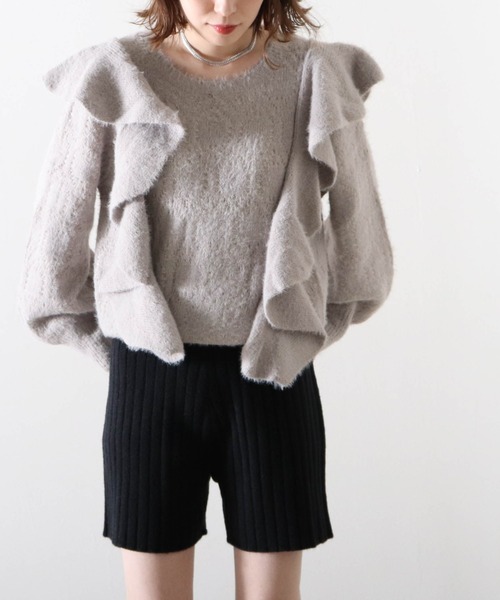 Cheek（チーク）の「ワイドリブニットショートパンツ（その他パンツ・レディース・ブラック/ベージュ/オフホワイト・MEDIUM）」の20枚目の写真