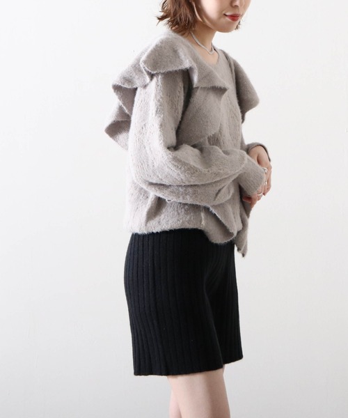 Cheek（チーク）の「ワイドリブニットショートパンツ（その他パンツ・レディース・ブラック/ベージュ/オフホワイト・MEDIUM）」の21枚目の写真