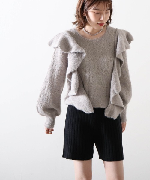 Cheek（チーク）の「ワイドリブニットショートパンツ（その他パンツ・レディース・ブラック/ベージュ/オフホワイト・MEDIUM）」の22枚目の写真