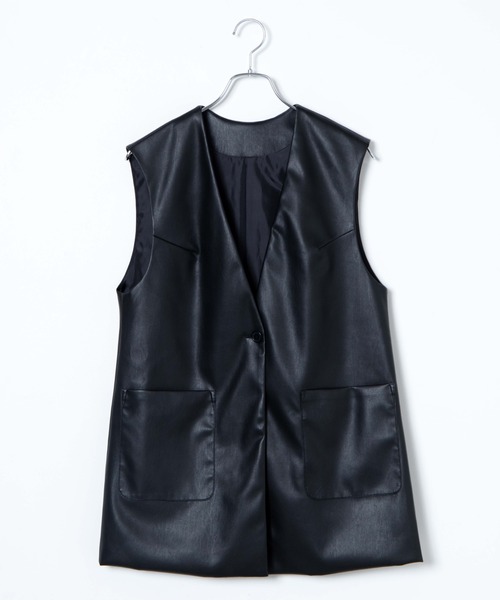 WEGO(ウィゴー)の「WEGO/フェイクレザーベスト(ベスト・レディース・ブラック・FREE)」の8枚目の写真