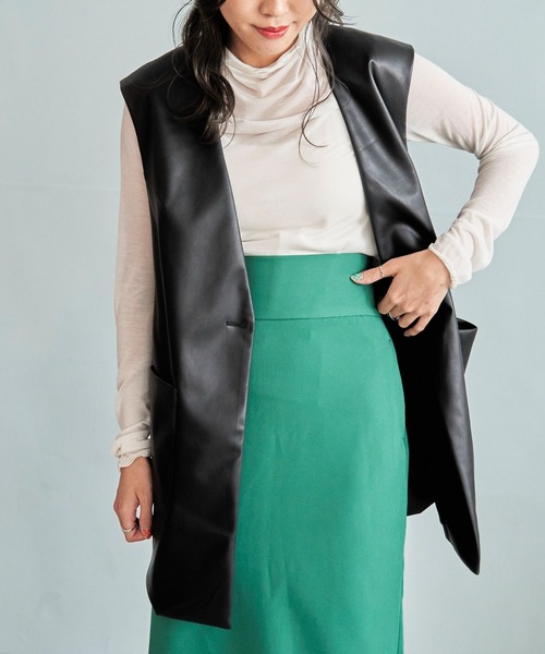 WEGO(ウィゴー)の「WEGO/フェイクレザーベスト(ベスト・レディース・ブラック・FREE)」の2枚目の写真