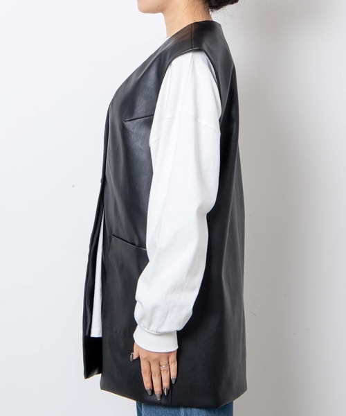 WEGO(ウィゴー)の「WEGO/フェイクレザーベスト(ベスト・レディース・ブラック・FREE)」の18枚目の写真