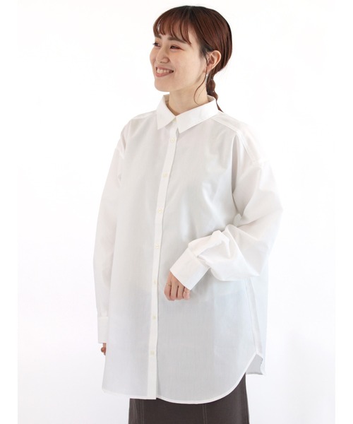 ehka sopo(エヘカソポ)の「ストライプ/無地アソートチュニックシャツ(シャツ/ブラウス・レディース・グリーン/ベージュ/オフホワイト/ブルー/サックスブルー/ピンク・フリ-)」の2枚目の写真