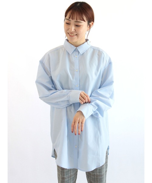 ehka sopo(エヘカソポ)の「ストライプ/無地アソートチュニックシャツ(シャツ/ブラウス・レディース・グリーン/ベージュ/オフホワイト/ブルー/サックスブルー/ピンク・フリ-)」の5枚目の写真