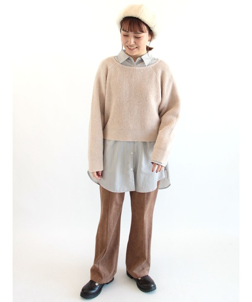 ehka sopo(エヘカソポ)の「ストライプ/無地アソートチュニックシャツ(シャツ/ブラウス・レディース・グリーン/ベージュ/オフホワイト/ブルー/サックスブルー/ピンク・フリ-)」の15枚目の写真