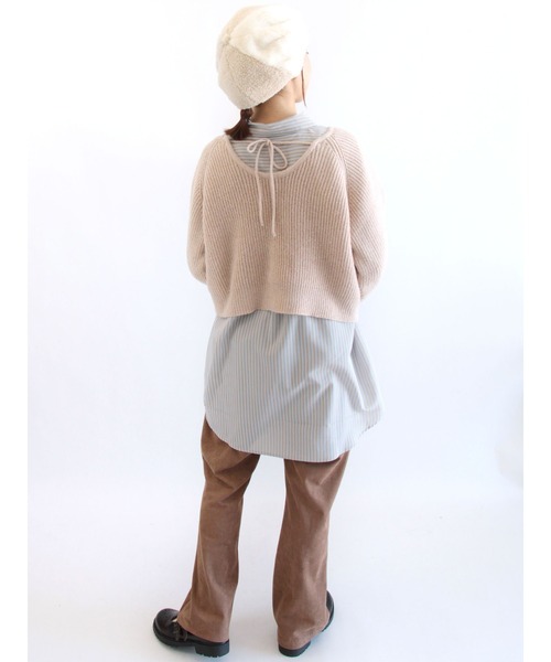 ehka sopo(エヘカソポ)の「ストライプ/無地アソートチュニックシャツ(シャツ/ブラウス・レディース・グリーン/ベージュ/オフホワイト/ブルー/サックスブルー/ピンク・フリ-)」の13枚目の写真