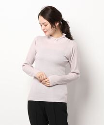 【マシンウォッシャブル】フリルリブタートルネックニット