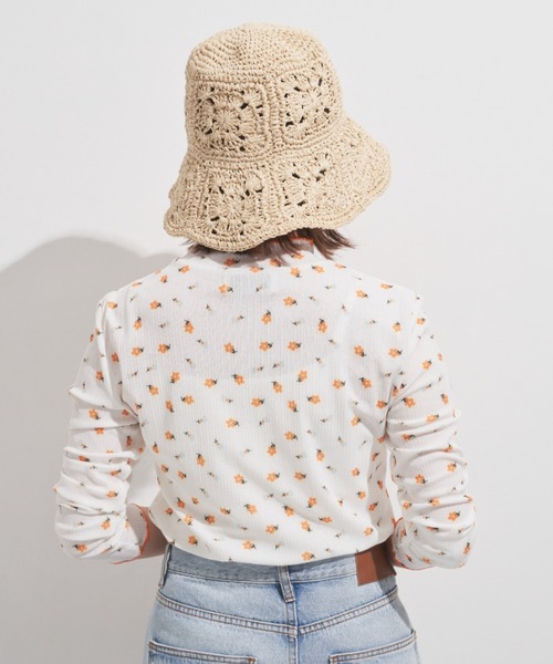 MERLOT（メルロー）の「小花柄メロートップス（Tシャツ/カットソー・レディース・ホワイト/グリーン/パープル・FREE）」の21枚目の写真