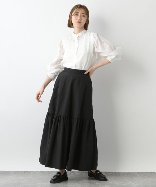 A part by（アパートバイ）の「コットンレースブラウス　266862（シャツ/ブラウス・レディース・ブラック/オフホワイト/マスタード・FREE）」の5枚目の写真