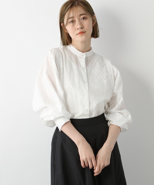 A part by（アパートバイ）の「コットンレースブラウス　266862（シャツ/ブラウス・レディース・ブラック/オフホワイト/マスタード・FREE）」の7枚目の写真