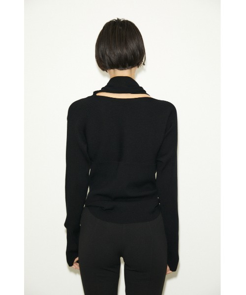 THROW by SLY(スローバイスライ)の「THROW NECK 2WAY HG TOPS ハイゲージ トップス(ニット/セーター・レディース・ブラック/クリアレッド・FREE)」の5枚目の写真