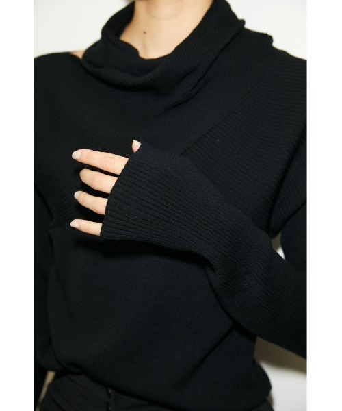 THROW by SLY(スローバイスライ)の「THROW NECK 2WAY HG TOPS ハイゲージ トップス(ニット/セーター・レディース・ブラック/クリアレッド・FREE)」の8枚目の写真