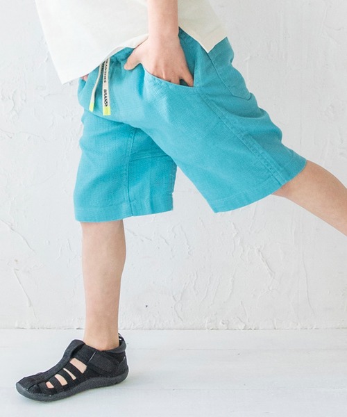 BRANSHES（ブランシェス）の「【爽パン / 綿100％】パナマ織りカラーハーフパンツ（その他パンツ・キッズ・ピンク/パープル/サックスブルー/カーキオリーブ/チャコールグレー/ブラック/レモンイエロー/アイボリー・110/140/100/120/90/160/150/130）」の18枚目の写真