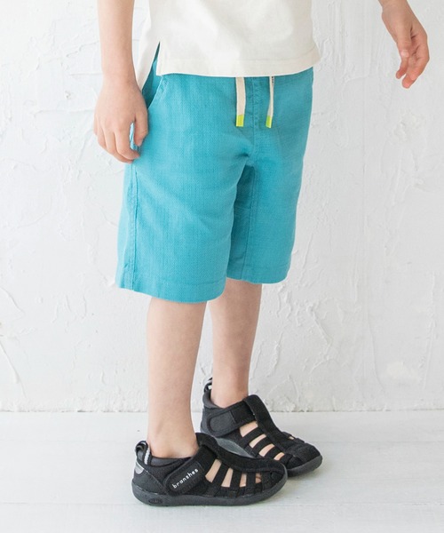 BRANSHES（ブランシェス）の「【爽パン / 綿100％】パナマ織りカラーハーフパンツ（その他パンツ・キッズ・ピンク/パープル/サックスブルー/カーキオリーブ/チャコールグレー/ブラック/レモンイエロー/アイボリー・110/140/100/120/90/160/150/130）」の16枚目の写真