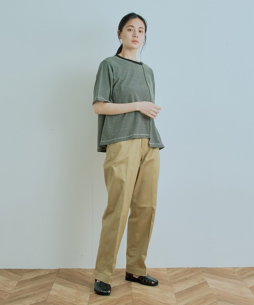 kha:ki（カーキ）の「「KHA:KI / カーキ」ボーダースウィッチプルオーバー"BORDER SWITCH P/O"（Tシャツ/カットソー・レディース・ブラック/カーキ/ブルー・1）」の8枚目の写真