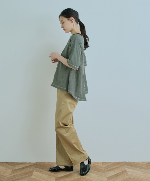 kha:ki（カーキ）の「「KHA:KI / カーキ」ボーダースウィッチプルオーバー"BORDER SWITCH P/O"（Tシャツ/カットソー・レディース・ブラック/カーキ/ブルー・1）」の9枚目の写真