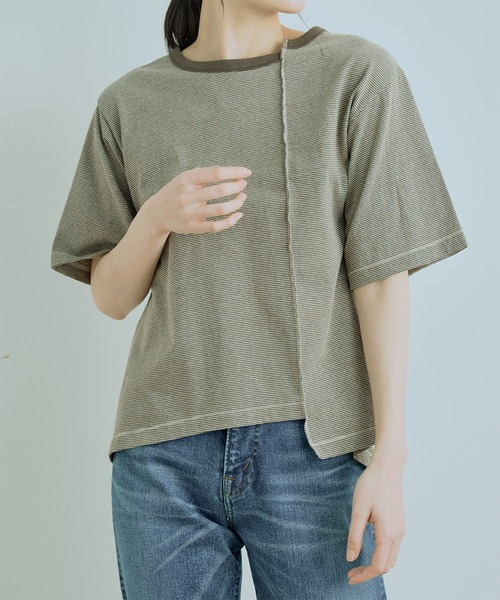 kha:ki（カーキ）の「「KHA:KI / カーキ」ボーダースウィッチプルオーバー"BORDER SWITCH P/O"（Tシャツ/カットソー・レディース・ブラック/カーキ/ブルー・1）」の11枚目の写真