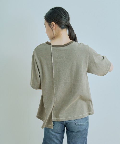 kha:ki（カーキ）の「「KHA:KI / カーキ」ボーダースウィッチプルオーバー"BORDER SWITCH P/O"（Tシャツ/カットソー・レディース・ブラック/カーキ/ブルー・1）」の13枚目の写真