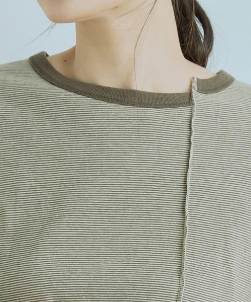 kha:ki（カーキ）の「「KHA:KI / カーキ」ボーダースウィッチプルオーバー"BORDER SWITCH P/O"（Tシャツ/カットソー・レディース・ブラック/カーキ/ブルー・1）」の14枚目の写真