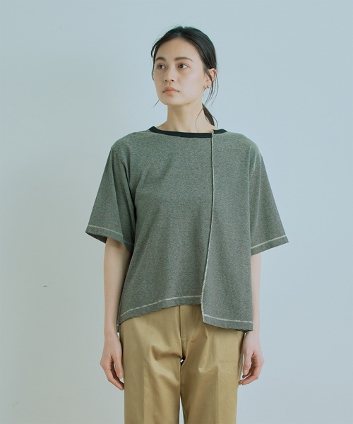 kha:ki（カーキ）の「「KHA:KI / カーキ」ボーダースウィッチプルオーバー"BORDER SWITCH P/O"（Tシャツ/カットソー・レディース・ブラック/カーキ/ブルー・1）」の15枚目の写真