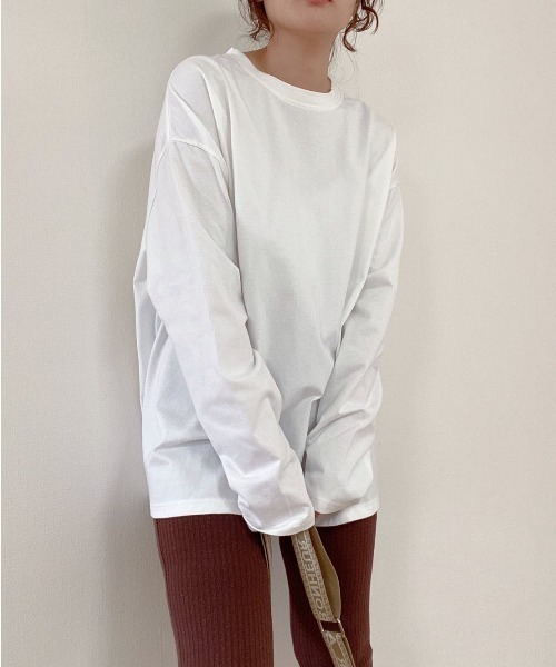 AMAIL（アマイル）の「Ethic cotton daily cloth（Tシャツ/カットソー・レディース・ホワイト/ベージュ/ピンク・FREE）」の2枚目の写真