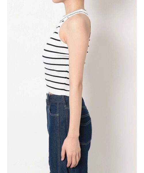 GYDA（ジェイダ）の「アメリカンスリーブタイトニットトップス（タンクトップ・レディース・ブラック/オフホワイト・FREE）」の15枚目の写真