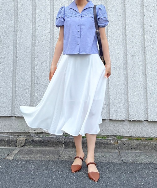Jewelobe(ジュエローブ)の「6パネルロングフレアスカート(スカート・レディース・ブラック/オフホワイト/ピンク/イエロー/オレンジ/ブルー/グリーン・FREE)」の2枚目の写真