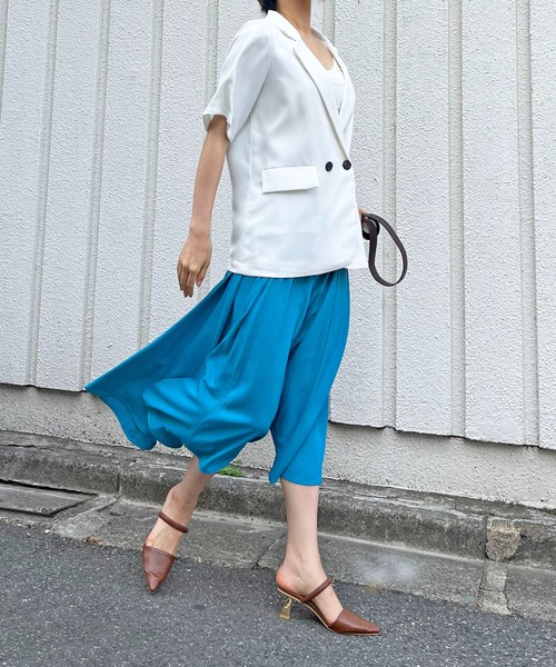 Jewelobe(ジュエローブ)の「6パネルロングフレアスカート(スカート・レディース・ブラック/オフホワイト/ピンク/イエロー/オレンジ/ブルー/グリーン・FREE)」の5枚目の写真