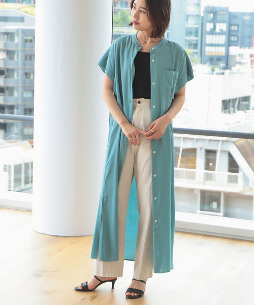 B:MING by BEAMS(ビーミングバイビームス)の「B:MING by BEAMS / バンドカラー シャツ ワンピース(シャツワンピース・レディース・スミクロ/ミント/オフホワイト・SMALL/MEDIUM)」の5枚目の写真