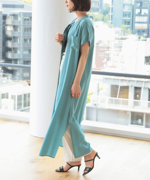 B:MING by BEAMS(ビーミングバイビームス)の「B:MING by BEAMS / バンドカラー シャツ ワンピース(シャツワンピース・レディース・スミクロ/ミント/オフホワイト・SMALL/MEDIUM)」の6枚目の写真
