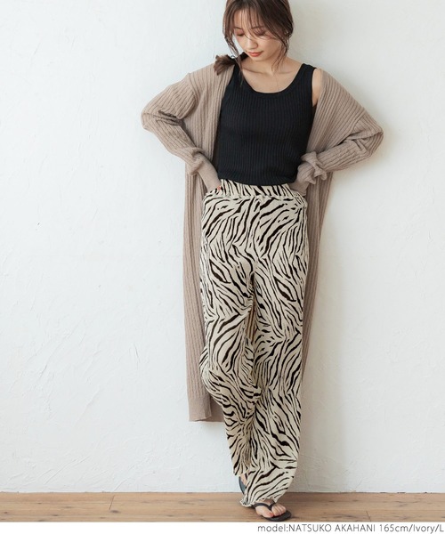 coca（coca）（コカ）の「ゼブラ楊柳プリーツパンツ（その他パンツ