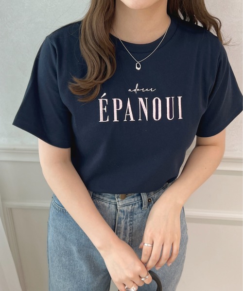 apres jour(アプレジュール)の「ロゴ刺繍Tシャツ【ZOZOTOWN限定アイテム】(Tシャツ/カットソー・レディース・ネイビー/ライトピンク/オフホワイト/ホワイト系その他・X-LARGE/フリー)」の3枚目の写真