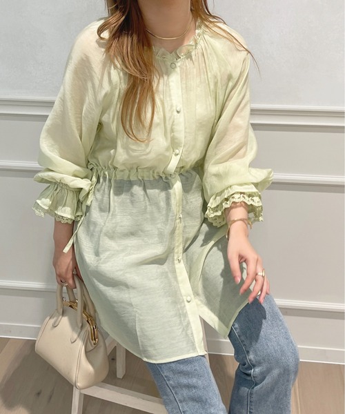 apres jour（アプレジュール）の「シアーチュニックブラウス【ZOZOTOWN限定アイテム】（Tシャツ/カットソー・レディース・オフホワイト/アイボリー/ミント/ラベンダー・フリー/X-LARGE）」の3枚目の写真