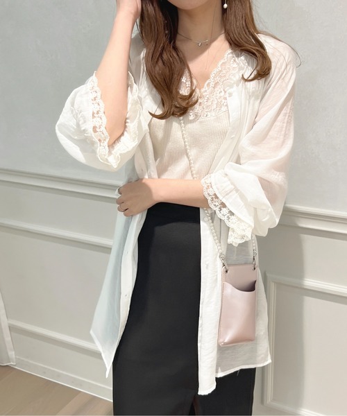 apres jour（アプレジュール）の「シアーチュニックブラウス【ZOZOTOWN限定アイテム】（Tシャツ/カットソー・レディース・オフホワイト/アイボリー/ミント/ラベンダー・フリー/X-LARGE）」の8枚目の写真