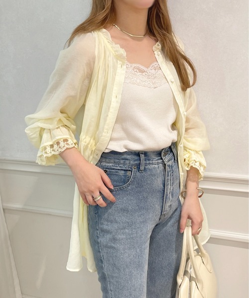 apres jour（アプレジュール）の「シアーチュニックブラウス【ZOZOTOWN限定アイテム】（Tシャツ/カットソー・レディース・オフホワイト/アイボリー/ミント/ラベンダー・フリー/X-LARGE）」の15枚目の写真