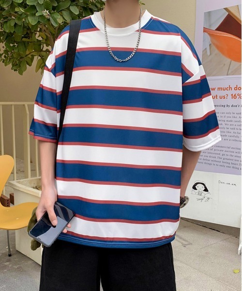 NEW GENTLEMAN(ニュージェントルマン)の「レトロボーダー ビッグシルエットT(Tシャツ/カットソー・メンズ・グリーン/ブルー/ネイビー・M/L)」の3枚目の写真