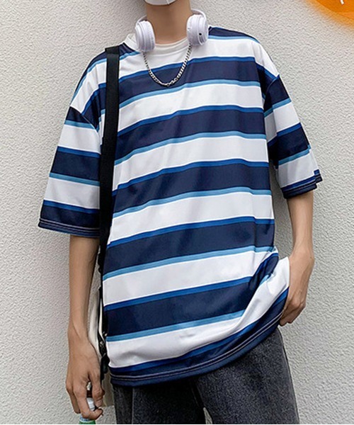 NEW GENTLEMAN(ニュージェントルマン)の「レトロボーダー ビッグシルエットT(Tシャツ/カットソー・メンズ・グリーン/ブルー/ネイビー・M/L)」の8枚目の写真