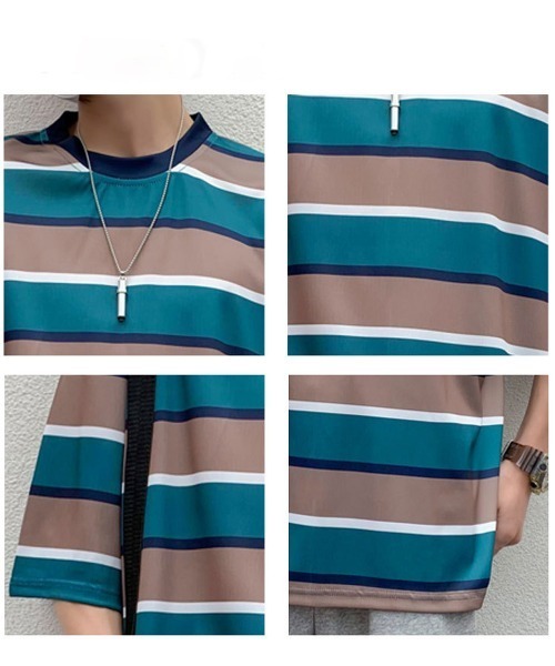 NEW GENTLEMAN(ニュージェントルマン)の「レトロボーダー ビッグシルエットT(Tシャツ/カットソー・メンズ・グリーン/ブルー/ネイビー・M/L)」の7枚目の写真