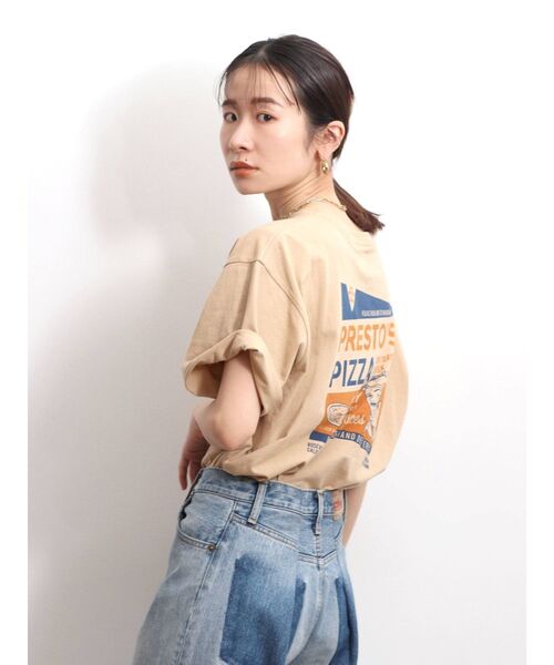 Ungrid（アングリッド）の「PIZZAロゴルーズTee（Tシャツ/カットソー・レディース・ベージュ/オフホワイト/オレンジ/ブルー・FREE）」の3枚目の写真