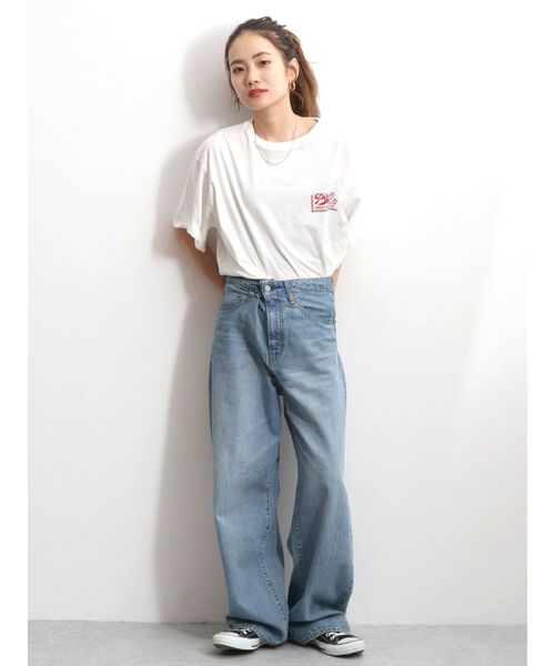 Ungrid（アングリッド）の「PIZZAロゴルーズTee（Tシャツ/カットソー・レディース・ベージュ/オフホワイト/オレンジ/ブルー・FREE）」の13枚目の写真