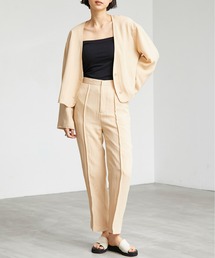ECRIRE | 【yun_wearコラボ】リネンライク　ノーカラージャケット＋センターラインピンタック　セットアップ(セットアップ)