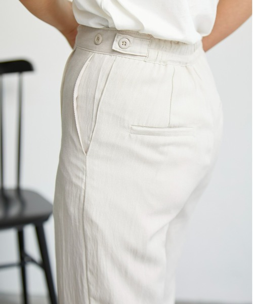 ECRIRE（エクリール）の「【yun_wearコラボ】リネンライク　ノーカラージャケット＋センターラインピンタック　セットアップ（セットアップ・レディース・ブラック/ベージュ/グレー/グリーン・S/M/L）」の16枚目の写真