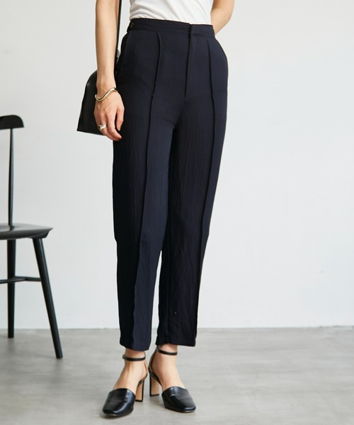 ECRIRE（エクリール）の「【yun_wearコラボ】リネンライク　ノーカラージャケット＋センターラインピンタック　セットアップ（セットアップ・レディース・ブラック/ベージュ/グレー/グリーン・S/M/L）」の10枚目の写真