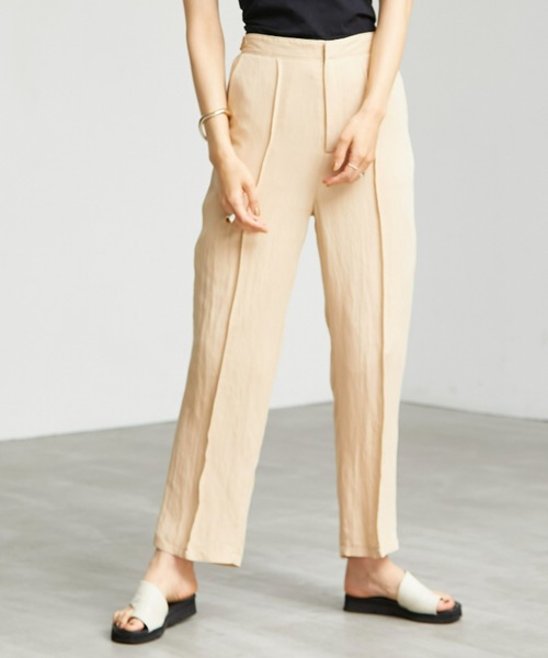 ECRIRE（エクリール）の「【yun_wearコラボ】リネンライク　ノーカラージャケット＋センターラインピンタック　セットアップ（セットアップ・レディース・ブラック/ベージュ/グレー/グリーン・S/M/L）」の20枚目の写真