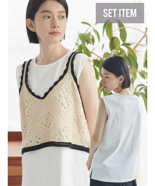 AMERICAN HOLIC（アメリカンホリック）の「SET　カットプルオーバー＋キャミベスト（アンサンブル・レディース・ブラック/ライトベージュ・M/L）」の3枚目の写真